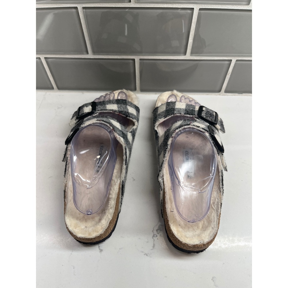 BIRKENSTOCK‎ Arizona Rivet Shearling  Sandals Plaid Fall Winter Size 9 - Picture 4 of 8